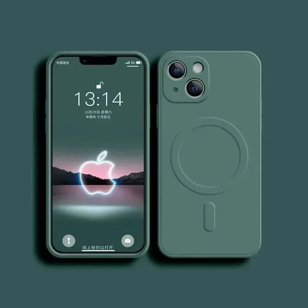 Soft Silicone Magnetic charging compatible case for iPhone 14 to iPhone 17 series