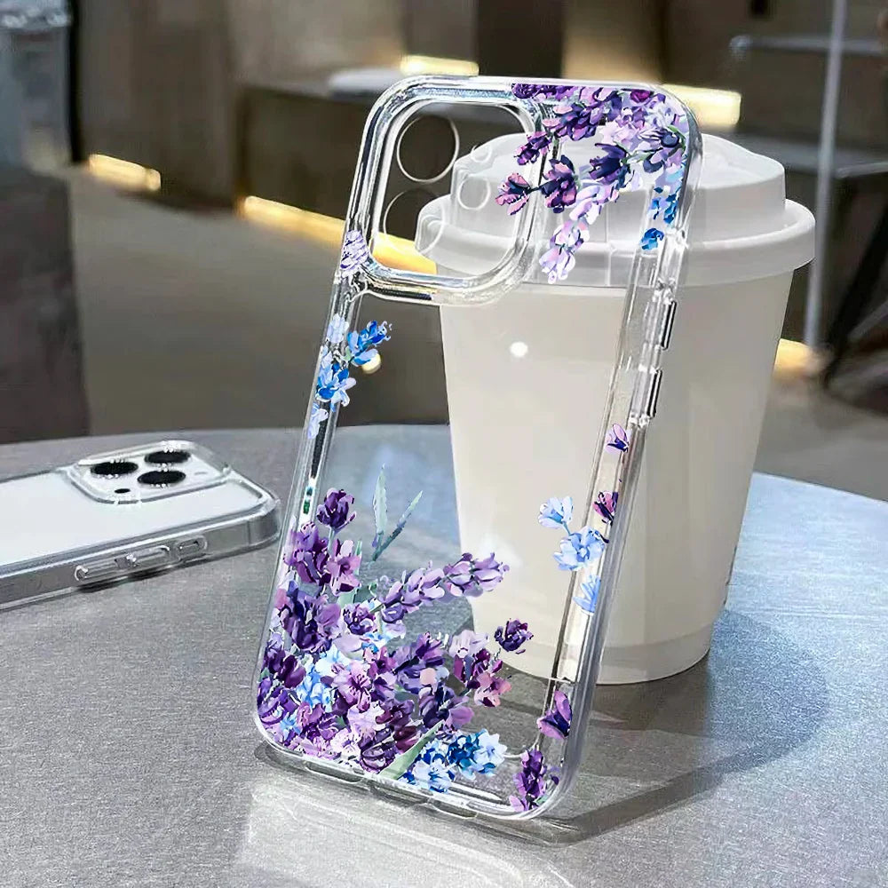 Floral Soft Silicone Phone Case for iPhone 15 to 17 series