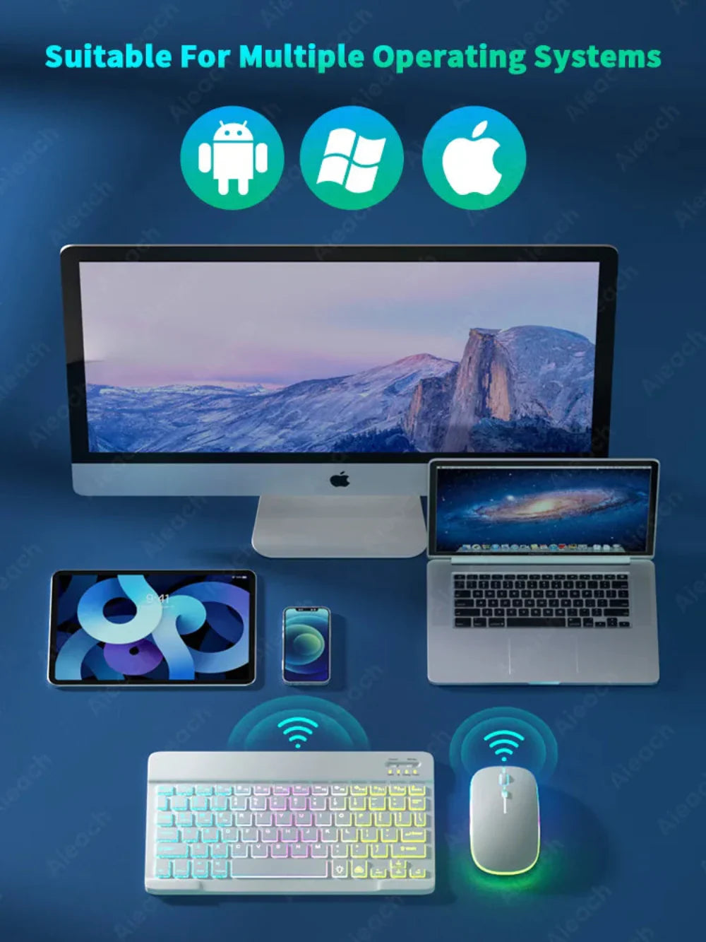 RGB Backlit Bluetooth Wireless Keyboard Mouset Set