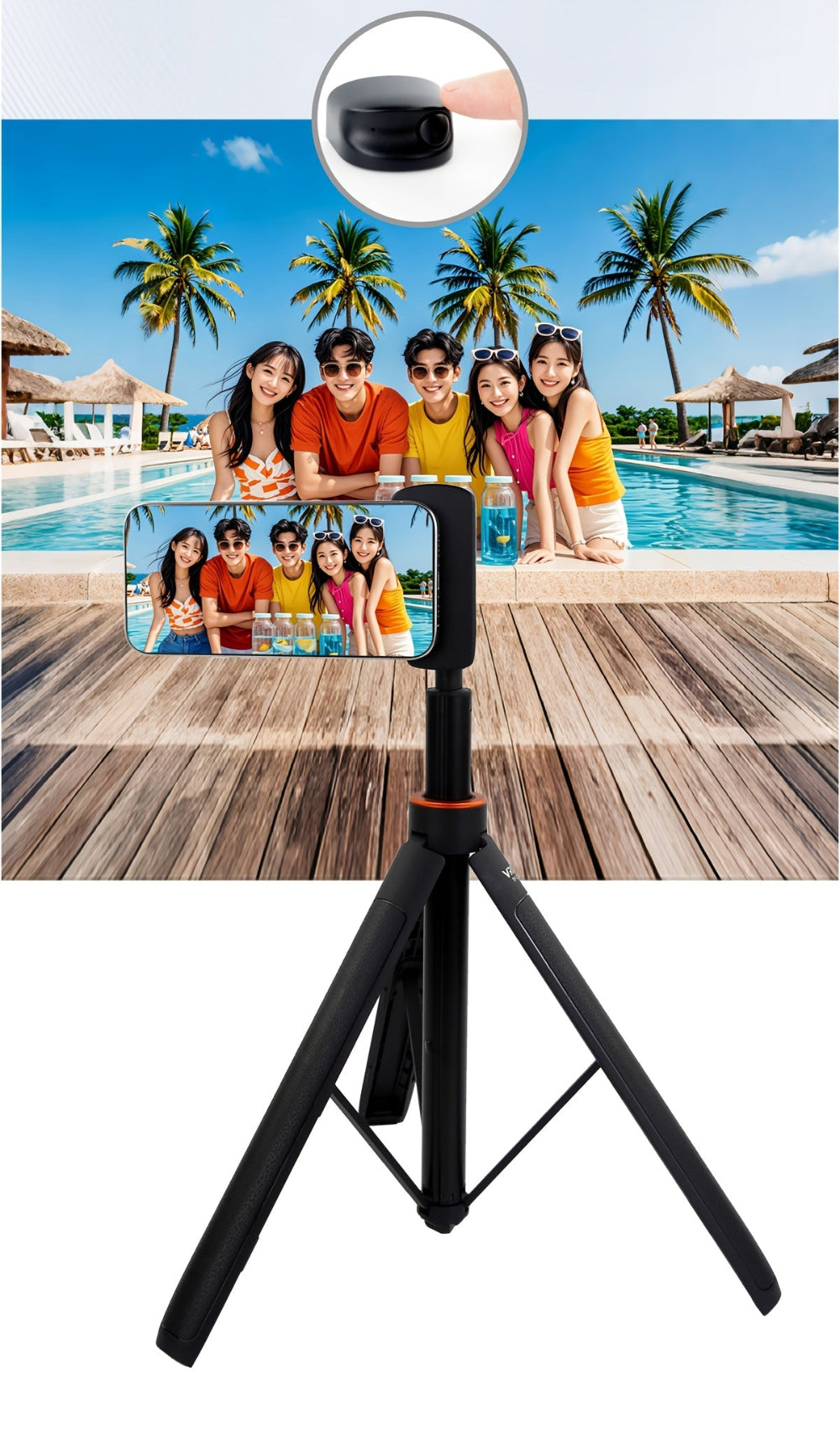 Magnetic Wireless phone Shutter Grip with Light Ring and Selfie Mirror