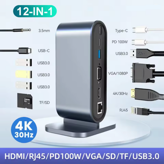12 in 1 Type C Docking Station Hub