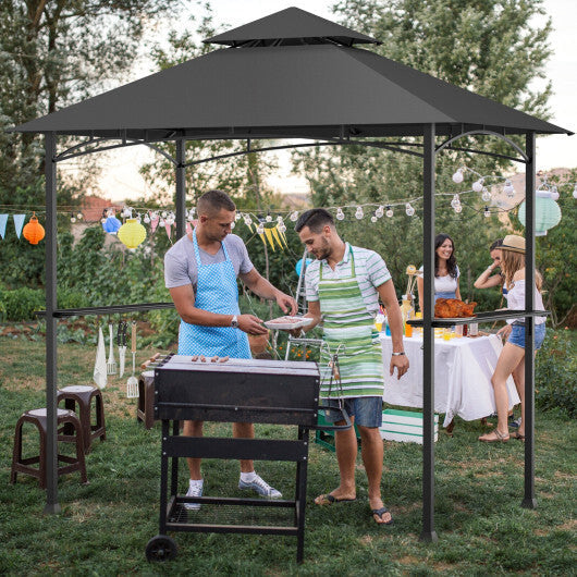 8 x 5 Feet Outdoor Barbecue Grill Gazebo Canopy Tent BBQ Shelter-Wine