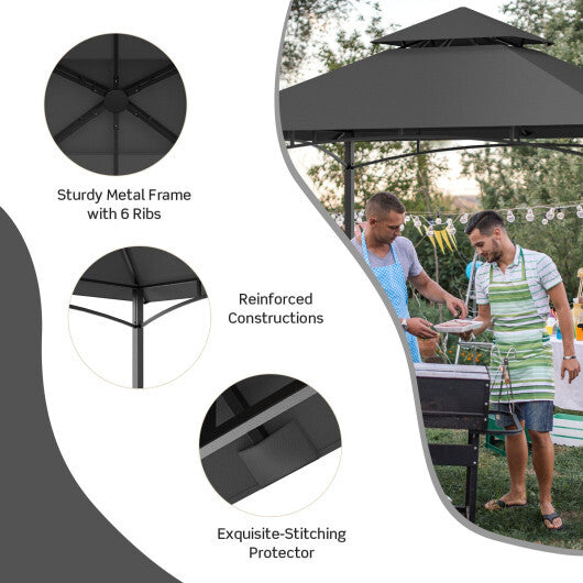 8 x 5 Feet Outdoor Barbecue Grill Gazebo Canopy Tent BBQ Shelter-Wine