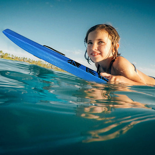 Super Lightweight Bodyboard Surfing with Leash EPS Core Boarding-M - Color: Blue - Size: M