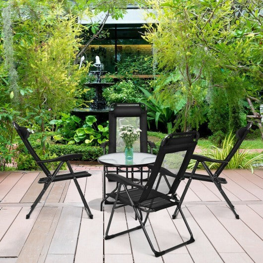 4 Pieces Patio Garden Adjustable Reclining Folding Chairs with Headrest-Gray