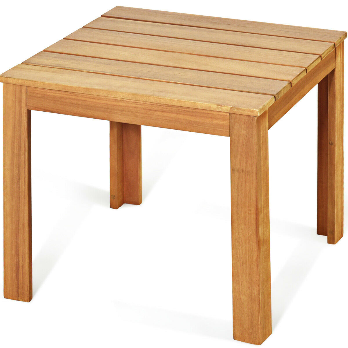 Wooden Square Patio Coffee Bistro Table-Natural - Color: Natural