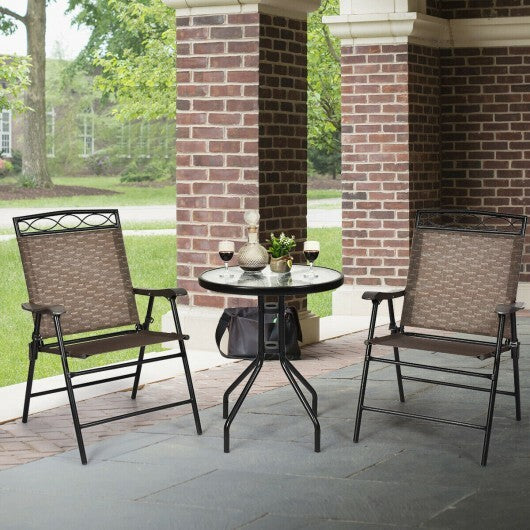 3 Pieces Outdoor Bistro Dining Furniture Set with 1.57 Inch Umbrella Hole