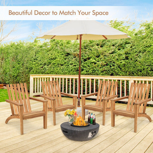 Outdoor Durable Patio Acacia Wood Adirondack Lounge Armchair-Natural - Color: Natural