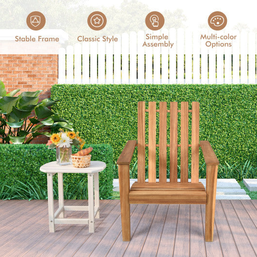 Outdoor Durable Patio Acacia Wood Adirondack Lounge Armchair-Natural - Color: Natural