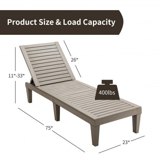 Outdoor Recliner Chair with 5-Position Adjustable Backrest-Brown - Color: Brown