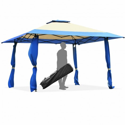 13 Feet x 13 Feet Pop Up Canopy Tent Instant Outdoor Folding Canopy Shelter-Blue