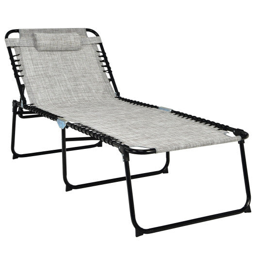 4 Position Folding Lounge Chaise with Adjustable Backrest and Footrest-Navy