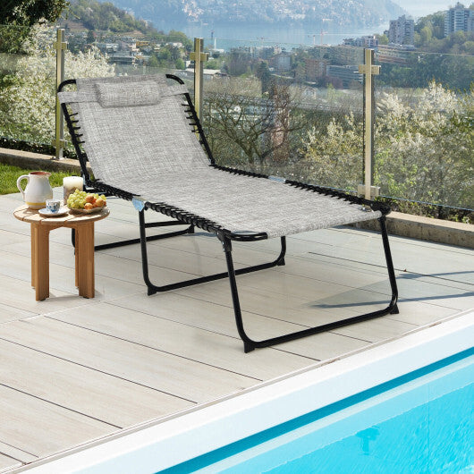 4 Position Folding Lounge Chaise with Adjustable Backrest and Footrest-Navy