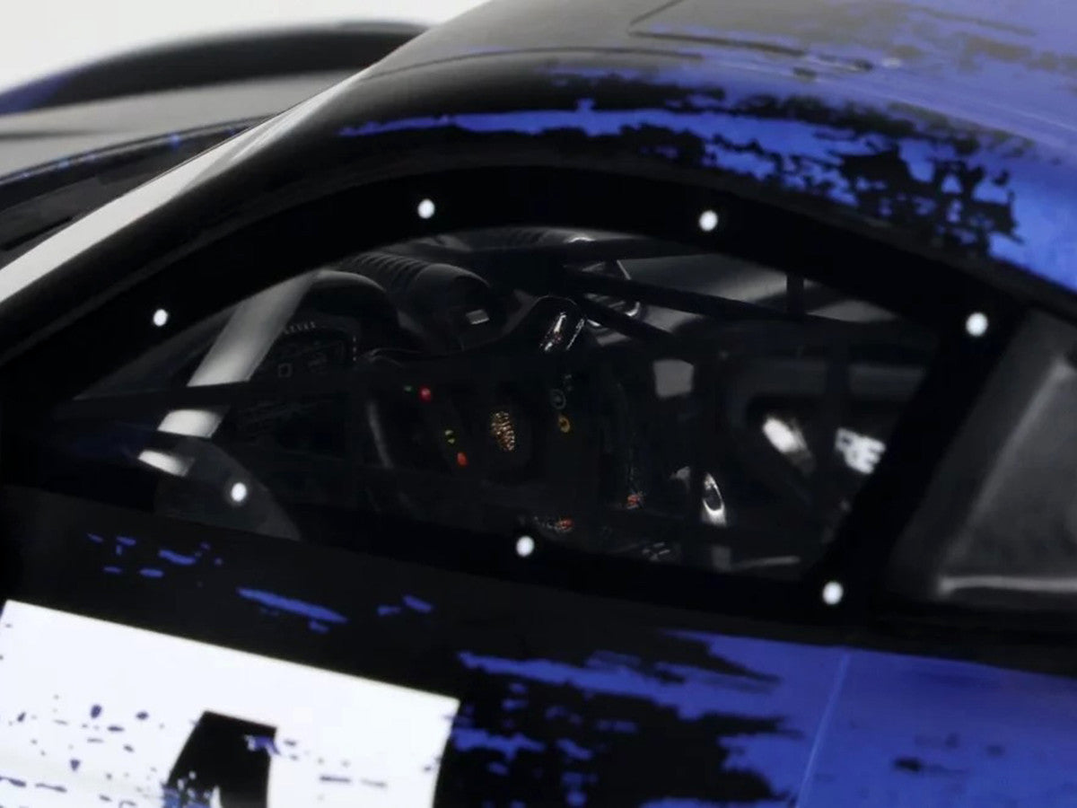2021 Porsche Cayman 718 GT4 RS Clubsport #4 Black with Blue Graphics Limited Edition to 999 pieces Worldwide 1/18 Model Car by Otto Mobile