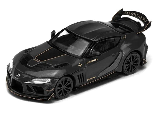 Toyota Supra DarwinPro Black with Gold Accents "Enigma Exclusive Edition" 1/64 Diecast Model Car by Pop Race