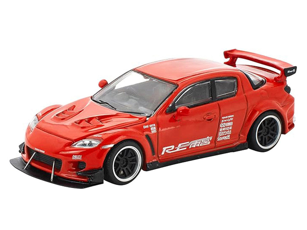 Mazda RX-8 RE-Amemiya RHD (Right Hand Drive) Red with Graphics "Enigma Exclusive Edition" 1/64 Die Cast Model Car by Pop Race