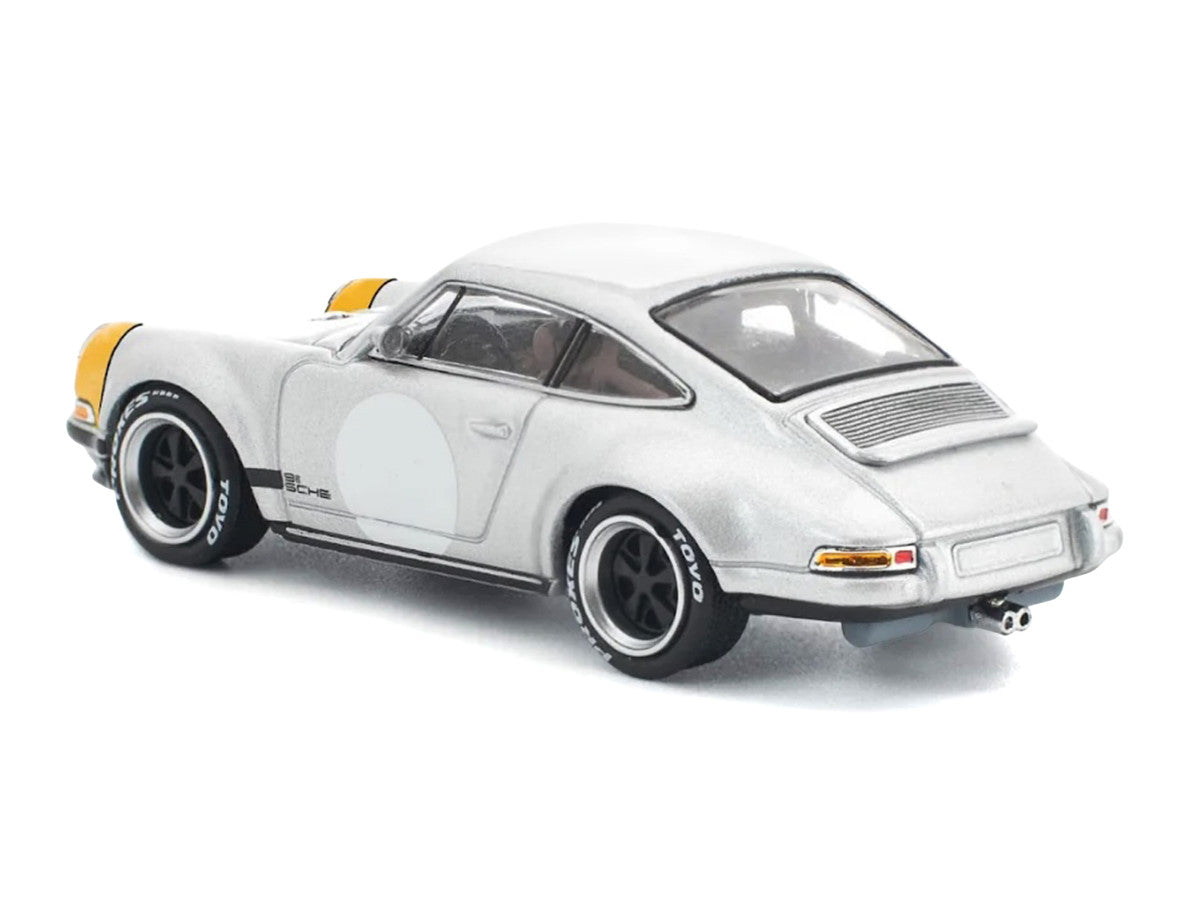 Singer 964 Silver Metallic with Yellow Front 1/64 Diecast Model Car by Pop Race