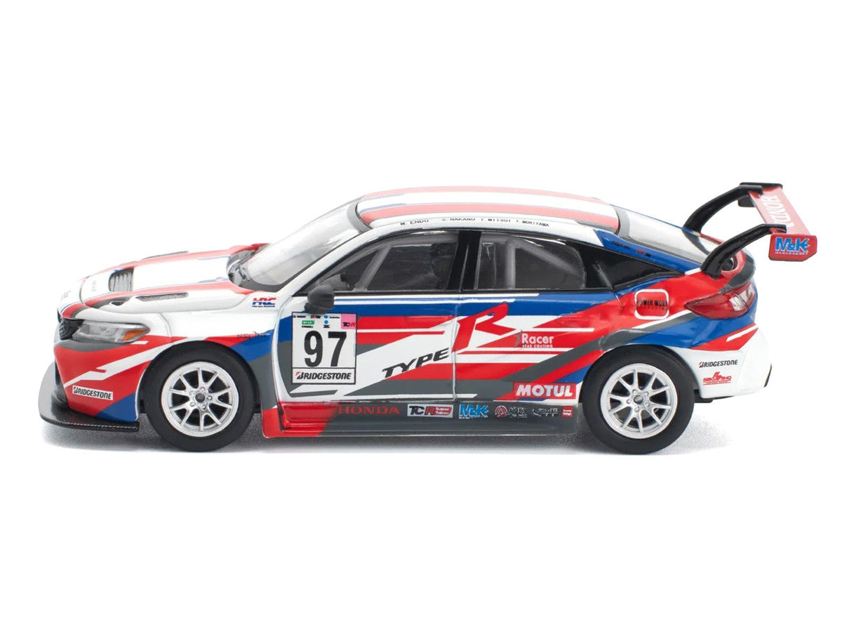 Honda Civic Type R TCR #97 "M&K Racing" White with Blue and Red Graphics 1/64 Diecast Model Car by Pop Race