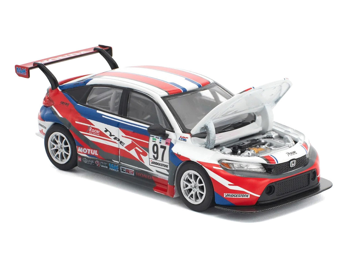Honda Civic Type R TCR #97 "M&K Racing" White with Blue and Red Graphics 1/64 Diecast Model Car by Pop Race