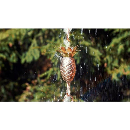 8.5 Ft. Copper Pineapple Rain Chain Gutter Downspout - Basin Not Included