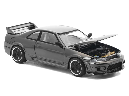 GTR R33 400R RHD (Right Hand Drive) Dark Chrome "The Dark Chrome Series" 1/64 Diecast Model Car by Pop Race