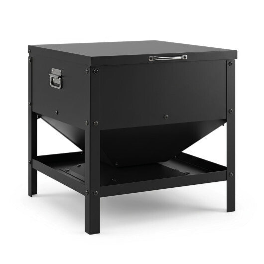 Large Capacity Chicken Feeding Box with Openable Lid-Black