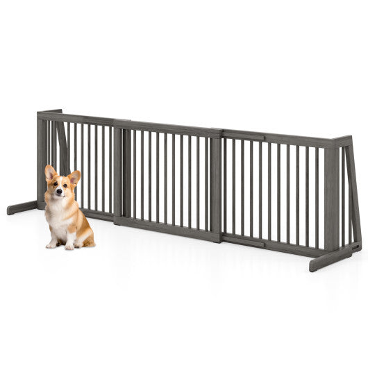 Folding Adjustable Free Standing 3 Panel Wood Fence
