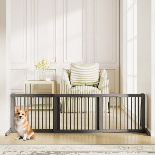 Folding Adjustable Free Standing 3 Panel Wood Fence