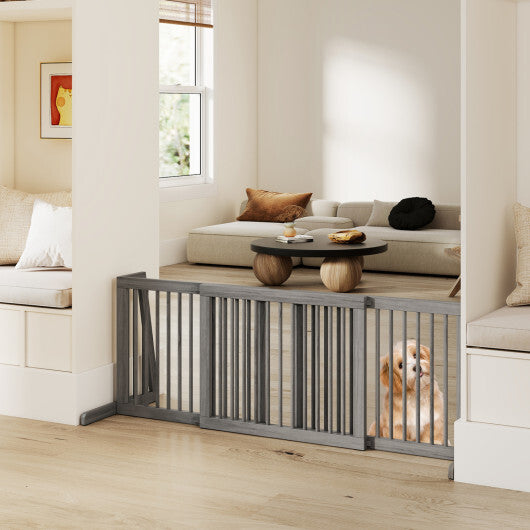 Folding Adjustable Free Standing 3 Panel Wood Fence