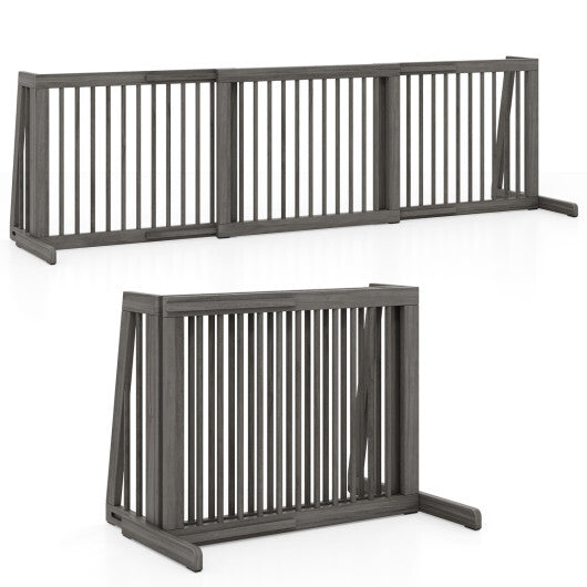 Folding Adjustable Free Standing 3 Panel Wood Fence