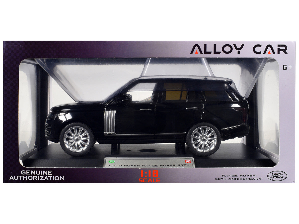 Land Rover Ranger Rover 50th Anniversary Black Metallic with Sunroof 1/18 Diecast Model Car by Heimanba