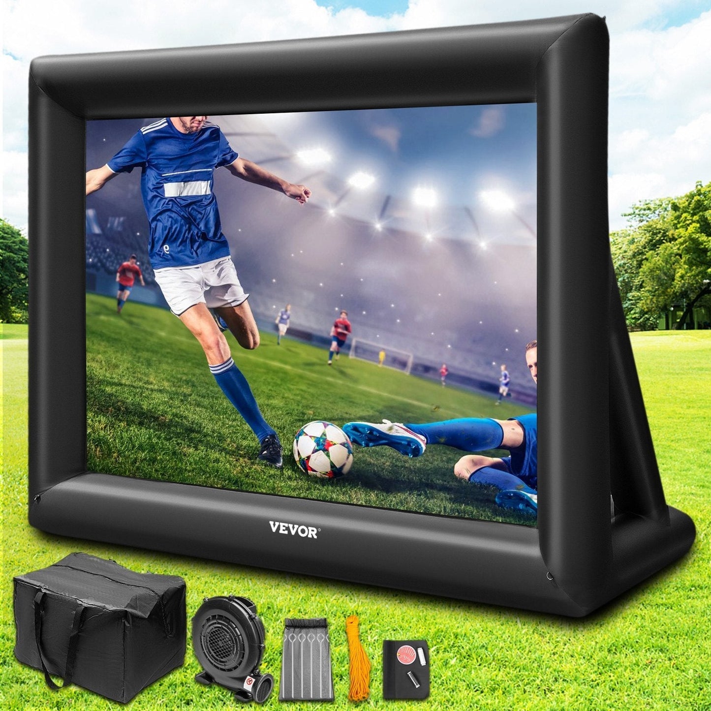 Inflatable Movie Screen 20FT Inflatable Projector Screen for outside with 350W Air Blower Inflatable Screen Oxford Fabric Material Blow Up Screen for Outdoor Movie Supports Front/Rear Projection