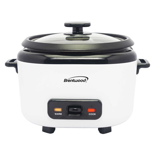 Brentwood 10-Cups Cooked Rice Cooker in White with Steam Tray