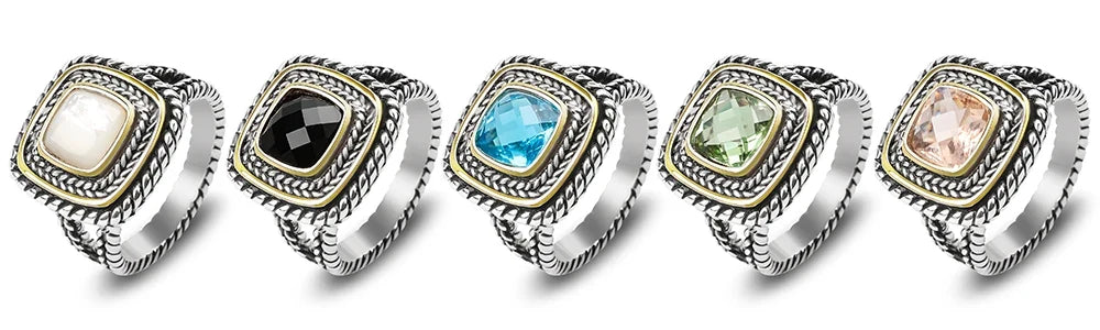 Designer Inspired Two Tone Statement Rings for Women 18K Gold Plated Fashion Brand Engagement Wedding Ring