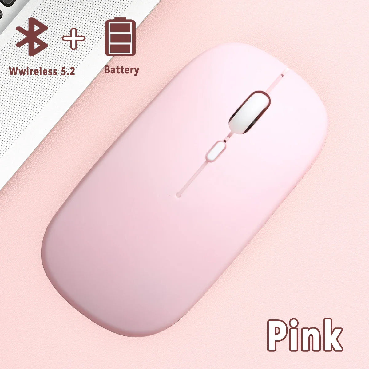 Bluetooth 5.0 Wireless Mouse Ultra Slim Portable Silent Ergonomic for Laptop Tablet PC MacBook Phone Adjustable DPI Ergonomic