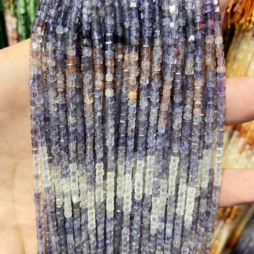 2x2mmNatural Colored Tourmaline Blue Tourmaline Faceted Cube Beads Square Stone Beads for JewelryDIY Making  Gemstone Loose Bea