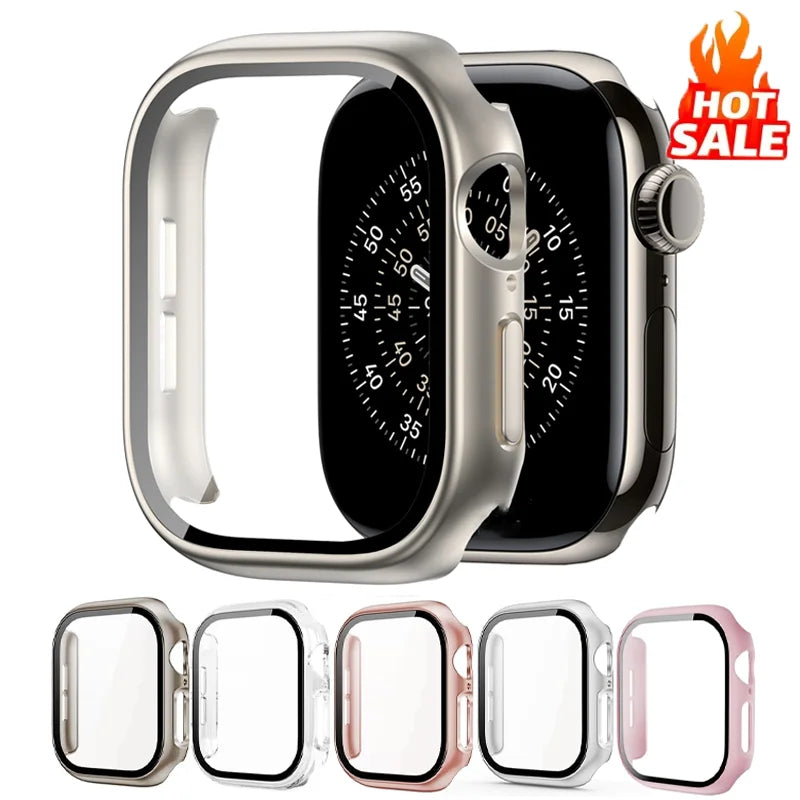 Tempered Glass+Case For Apple Watch 38-40mm 41mm 42mm 44mm 45mm 46mm Screen Protector Protective Cover iWatch 11 10 8 7 9 6 SE 5