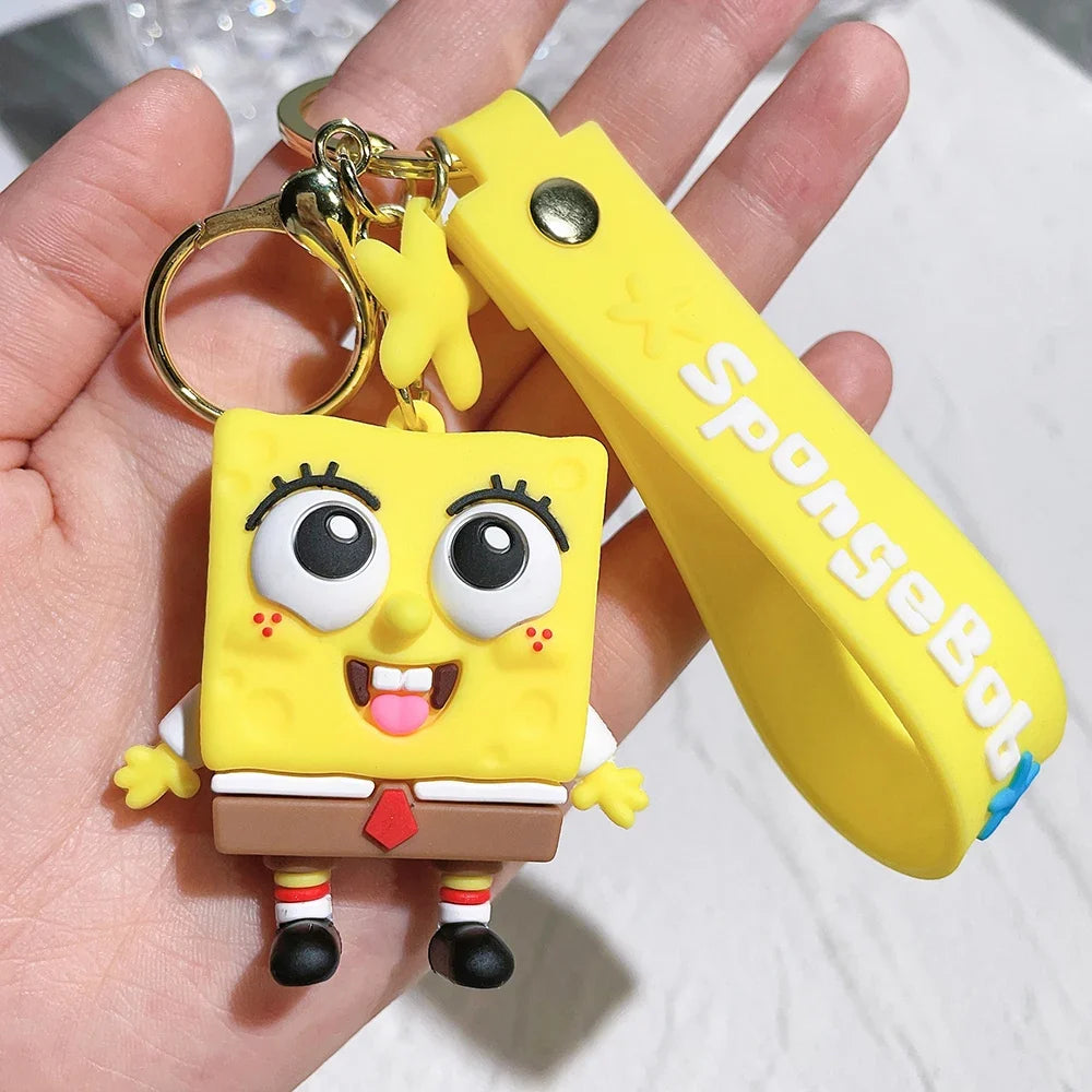 Anime Spongebob Squarepants Keychain Patrick Star Krabs Gary Sandy Kawaii Toys keychain Christmas gift bag Birthday Gift For Kid
