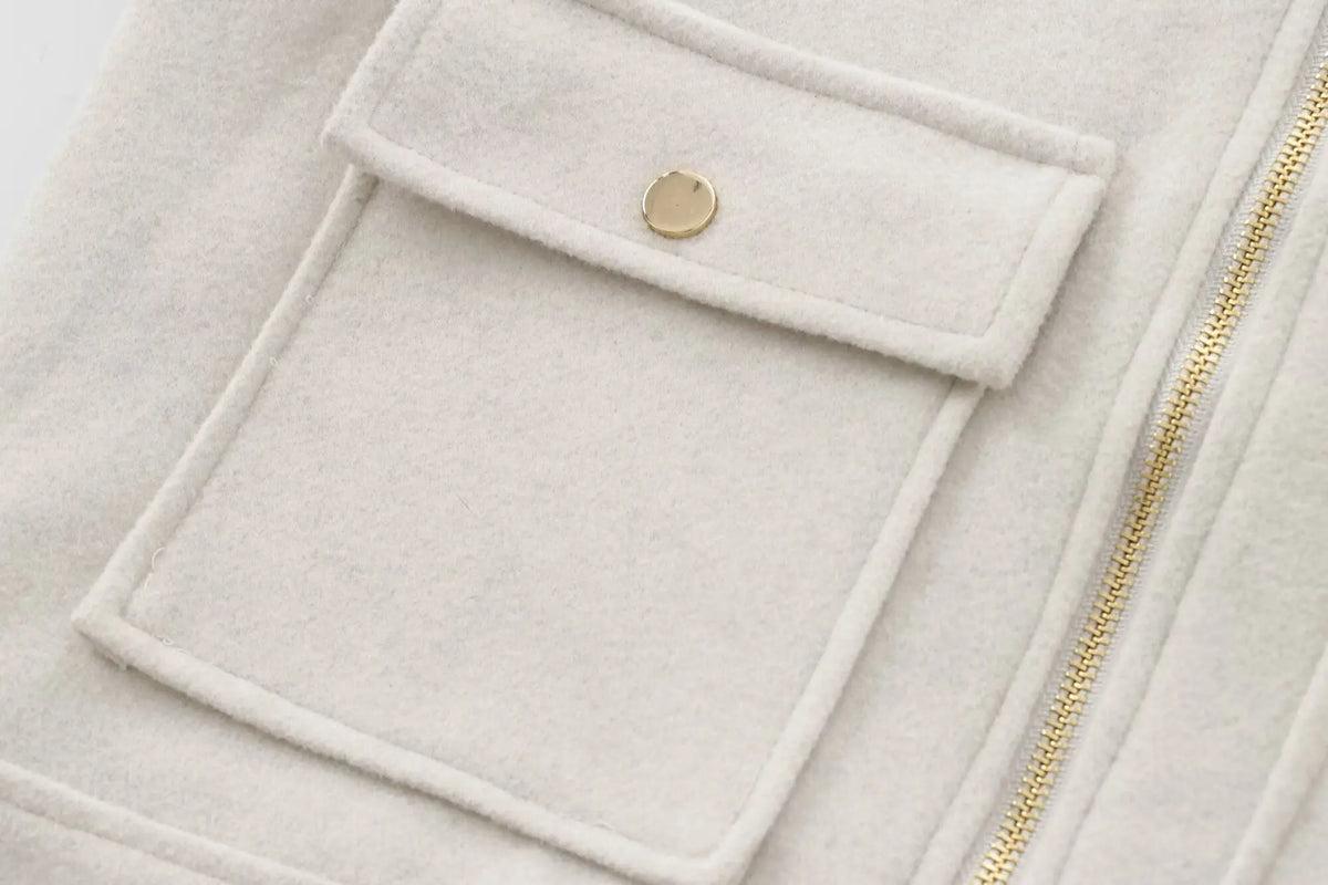 Women's Zipper Jacket Coat New Winter Long Sleeve Pocket Outerwear Coat Short Street Elegant Women's Jacket