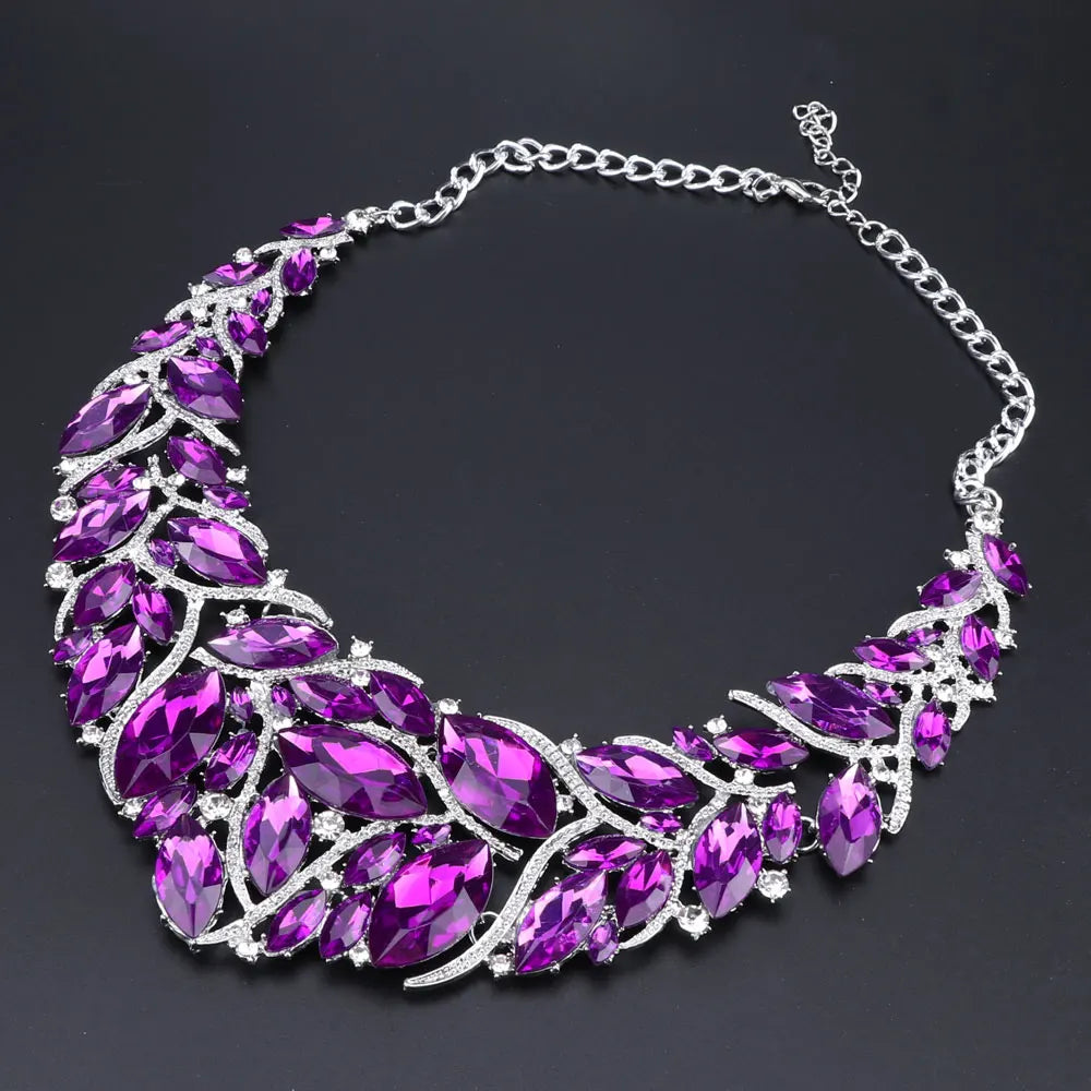 Bridal Jewelry Sets Wedding Engagement Necklace Earrings Sets for Brides Party Costume Decoration Jewellery Women