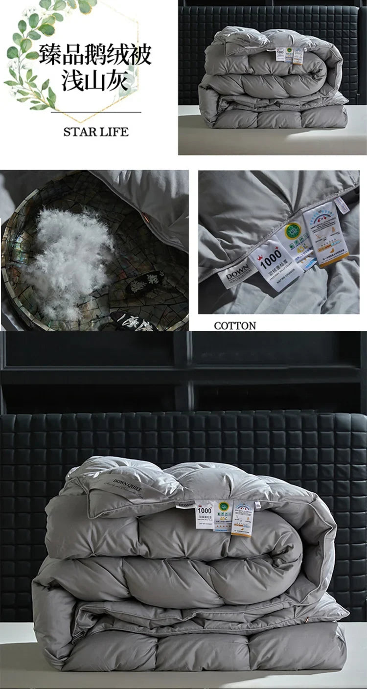 Luxury 100% White Goose down Comforter Winter Warm Duvet Extra Large Double Single Lightweight 3D Bread Design Pleated Edge