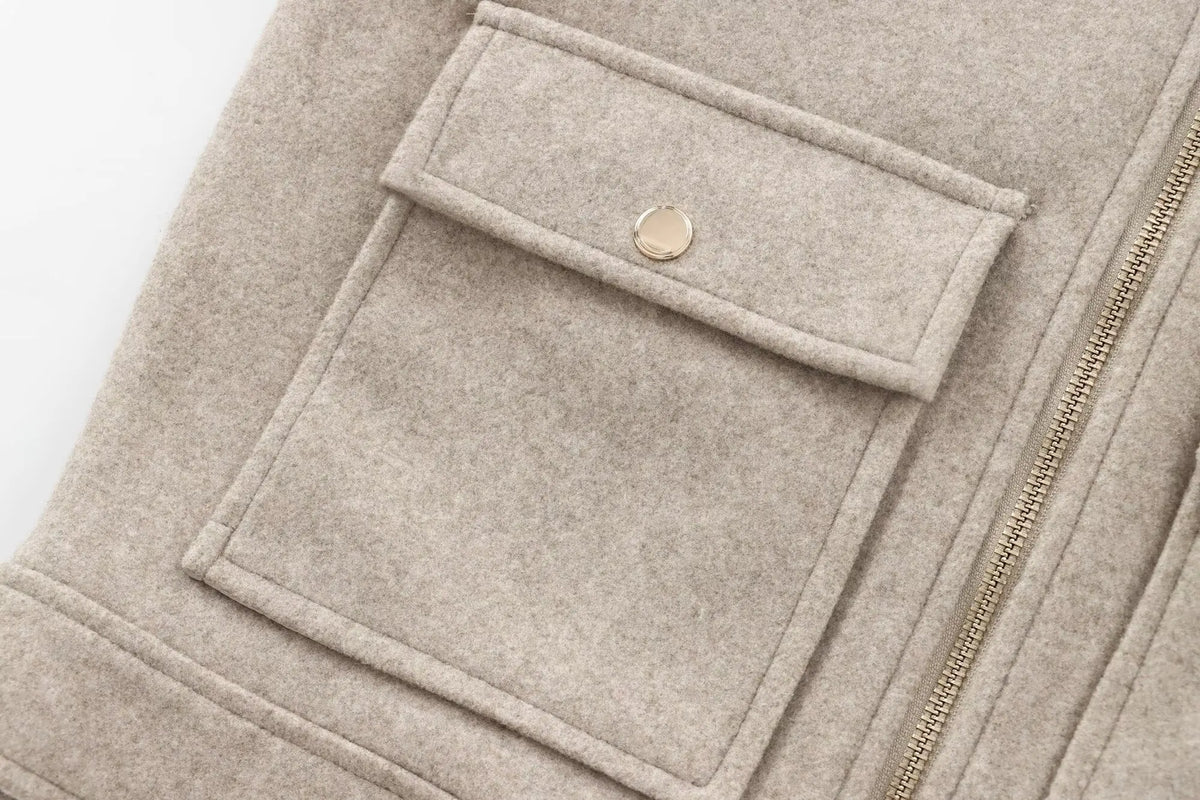 Women's Zipper Jacket Coat New Winter Long Sleeve Pocket Outerwear Coat Short Street Elegant Women's Jacket