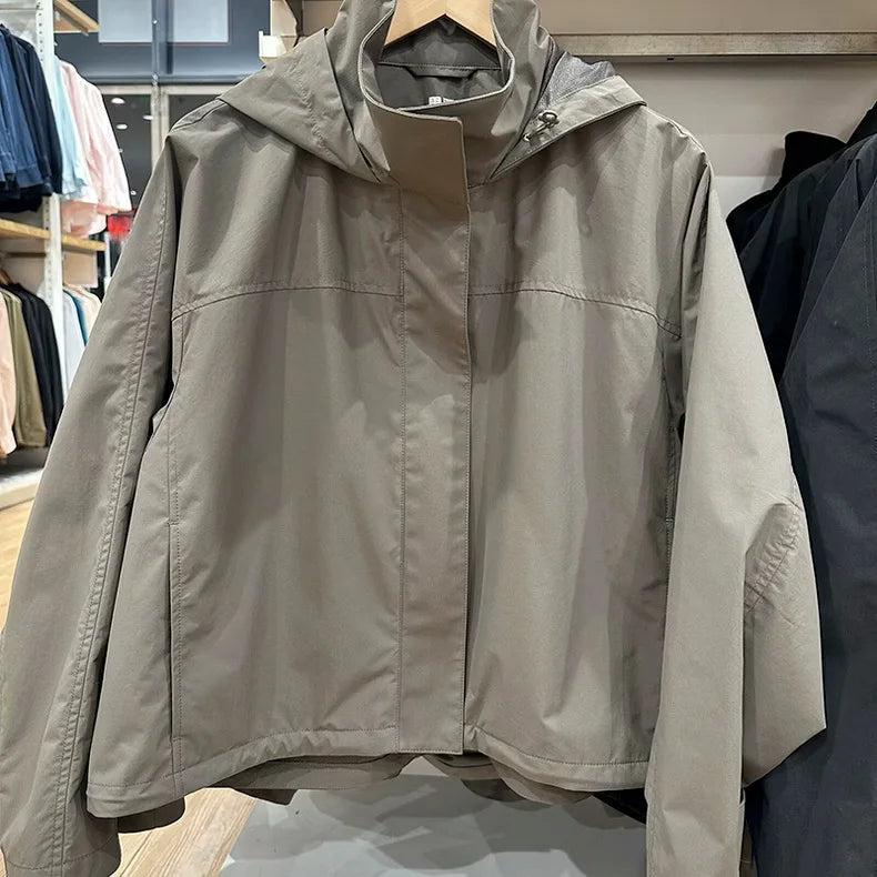 2026 Autumn Women Windproof Jacket Coat Fashion Hooded Stand Collar Thin Jacket Femme Casaco Abrigo Streetwear