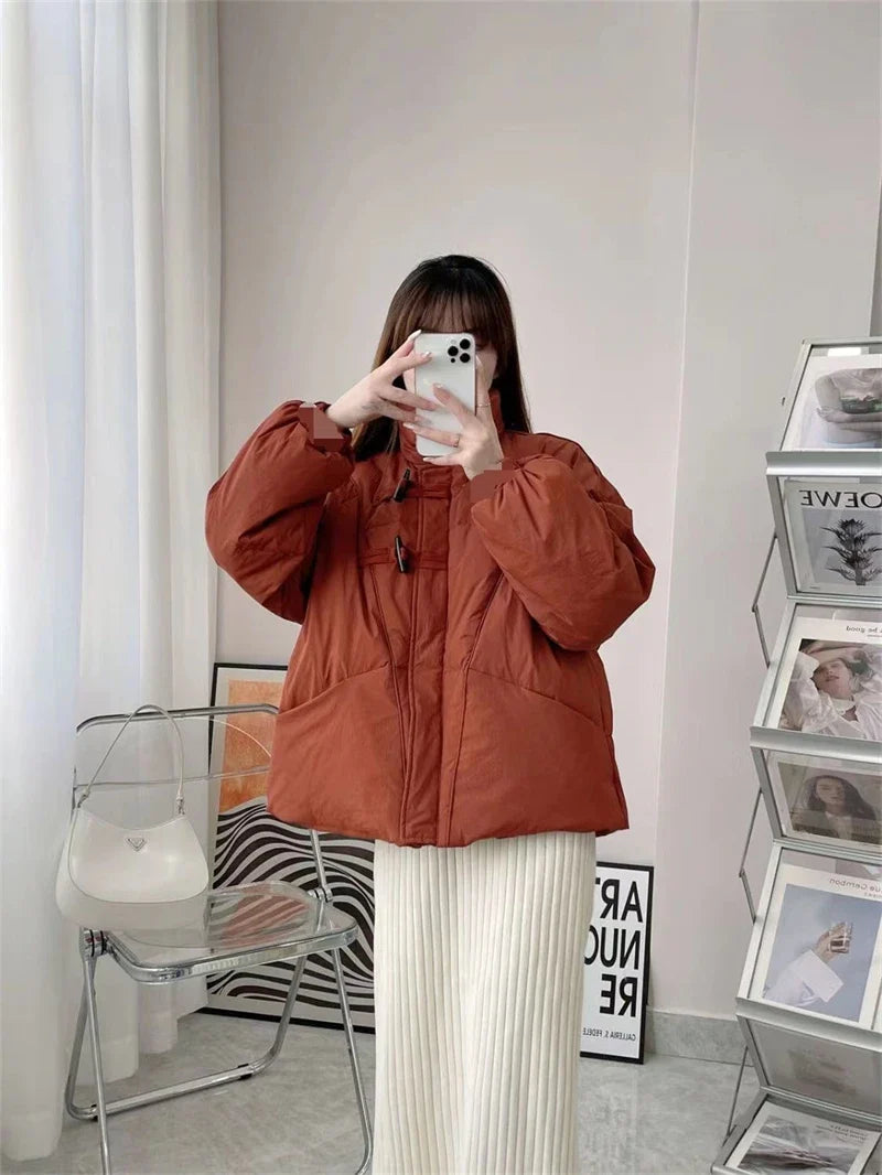 Women's Jacket New Korean Version Stand Collar Short Cotton-padded Jacket Thickening Warm Parkas Winter Vintage Coat