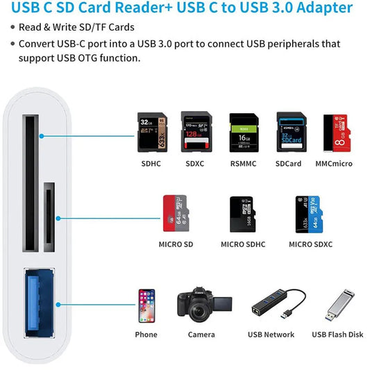 Type C Adapter TF SD Memory Card Reader OTG Writer Compact Flash USB-C for IPad Pro Huawei Macbook Samsung Xiaomi Cardreader