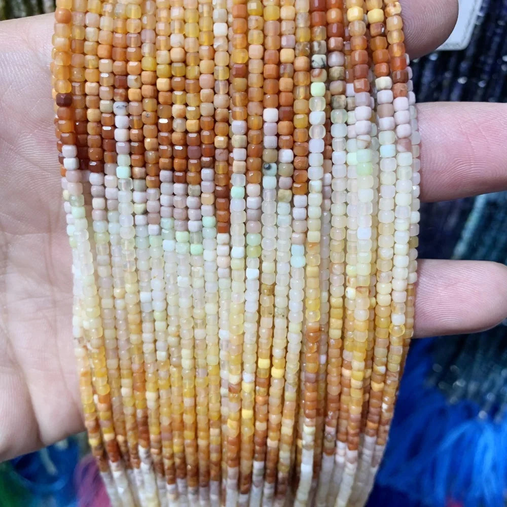 2x2mmNatural Colored Tourmaline Blue Tourmaline Faceted Cube Beads Square Stone Beads for JewelryDIY Making  Gemstone Loose Bea