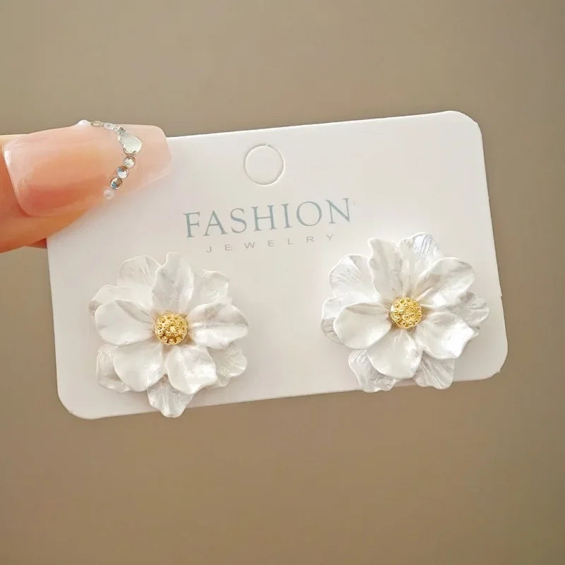 New Fashion Sweet Design Spring/Summer Blue Pink Enamel Flower Light Luxury High End Earrings Party Gifts for Women Jewelry