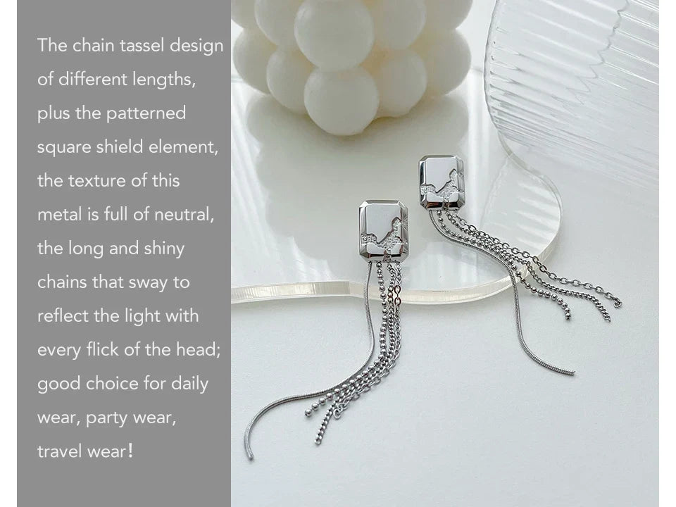 ENFASHION Simple Stainless Steel Gold Color Drop Earrings Chain Tassel Earring Pendientes Mujer Fashion Jewelry Party E221354