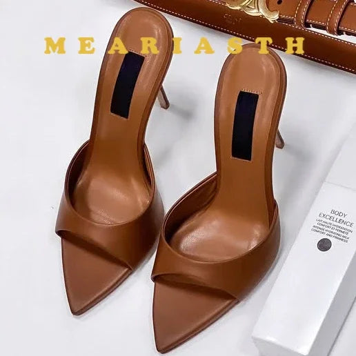 12/10cm pointed Open Toe High Heel Shoes Woman Summer OutsideSlipper Party Stiletto Luxury Designer Patent Leather Women Sandals