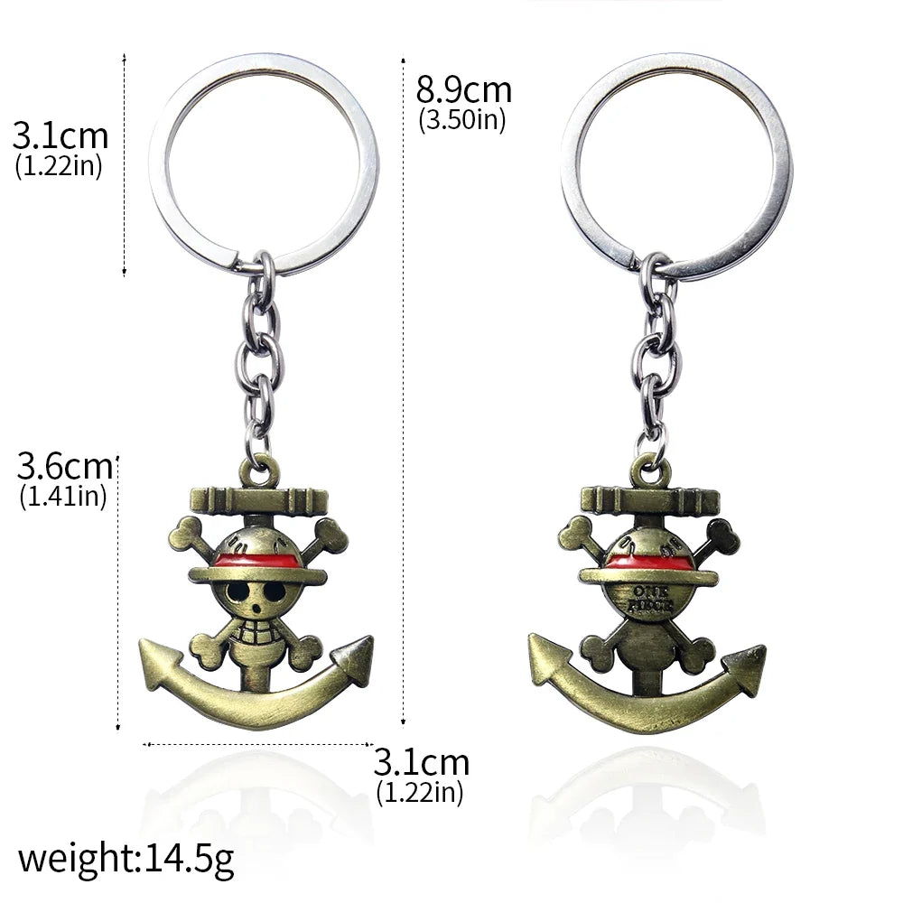 One Piece Luffy Straw Hat Keychain Rotatable Zoro Skull Metal Pendant Role-Playing Decorative Accessories Fan Jewelry Gift